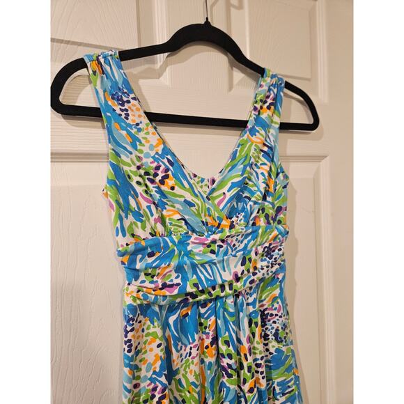 Lilly Pulitzer Shianne V-Neck Empire Waist Dress XS Sea Soiree Print - Picture 2 of 6